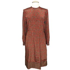 Jamison Boutique Vintage 70s Womens Dress 10 Red Paisley Midi Classic Secretary